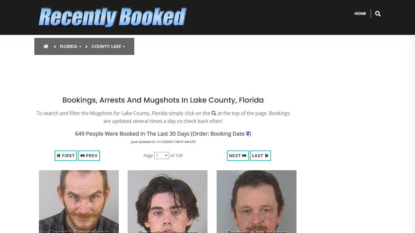 Bookings, Arrests and Mugshots in Lake County, Florida - Recently Booked