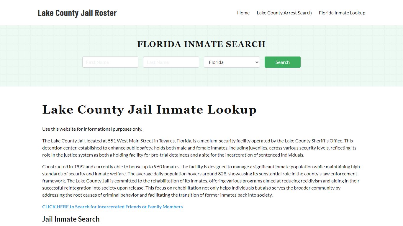 Lake County Jail Roster Lookup, FL, Inmate Search